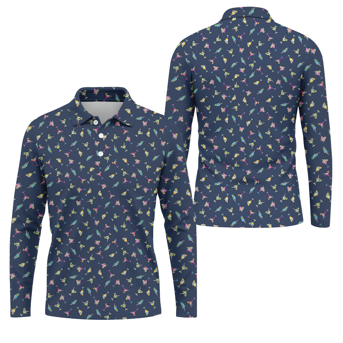 Tropical Cocktail Pinup Pattern Golf Shirt, Mens Golf Apparel, Golf Shirts For Men