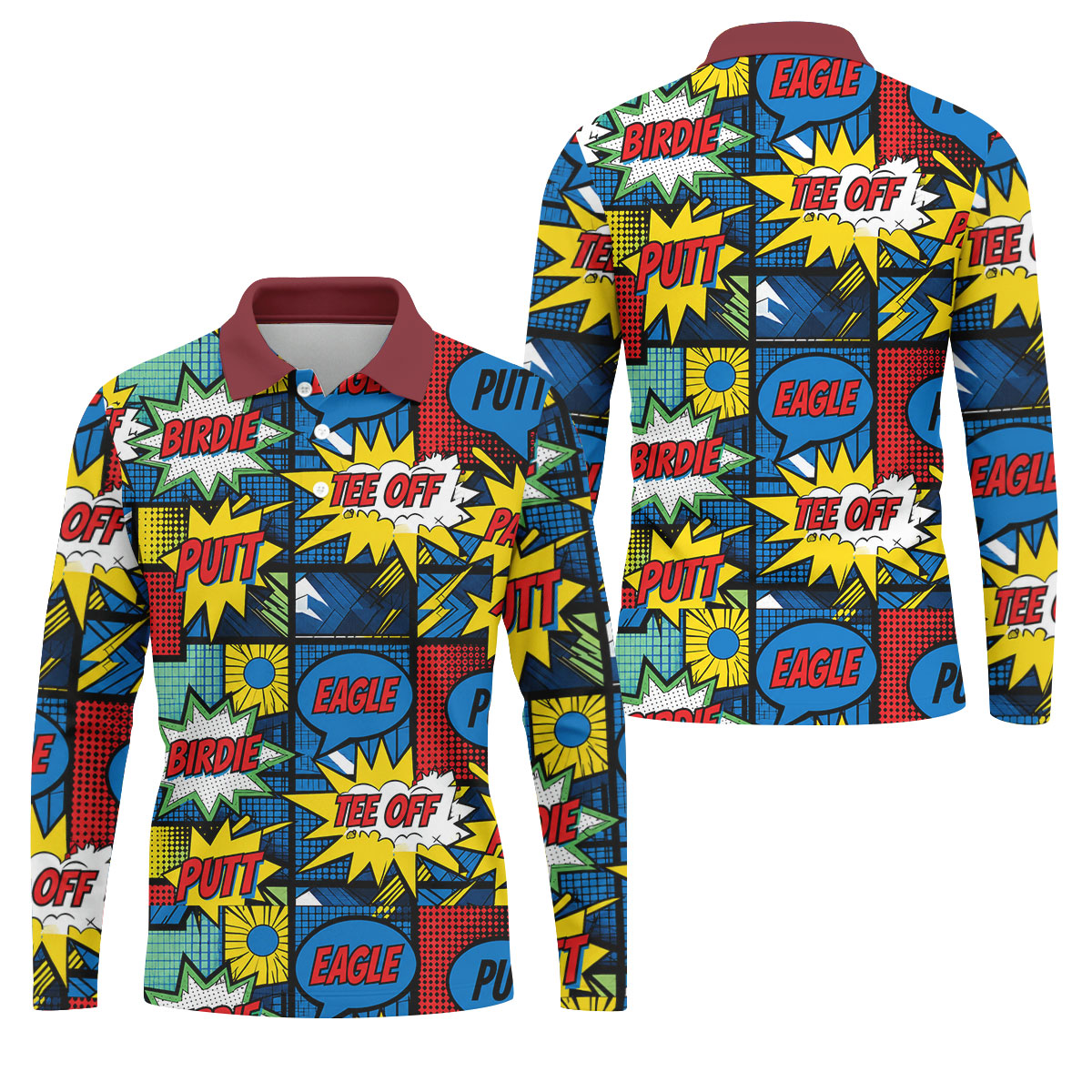Birdie Tee Off Putt Comic Golf Shirt, Men's Golf Shirt, Golf Apparel For Men