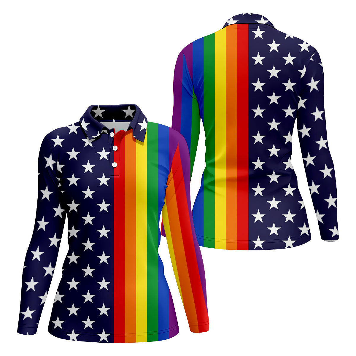 American Pride LGBT Support Ladies Golf Tops, Pride Month Golf Shirt For Women