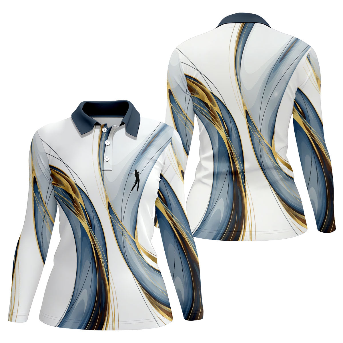 Abstract Line Art Retro Golf Shirt, Ladies Golf Tops, Golf Shirt For Women, Ladies Golf Polos