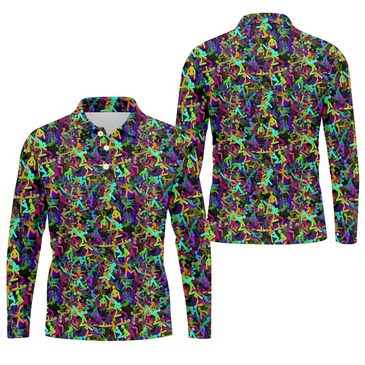 Colorful Abstract Golf Pattern Polo Shirt, Mens Golf Shirts, Hawaiian Golf Shirt