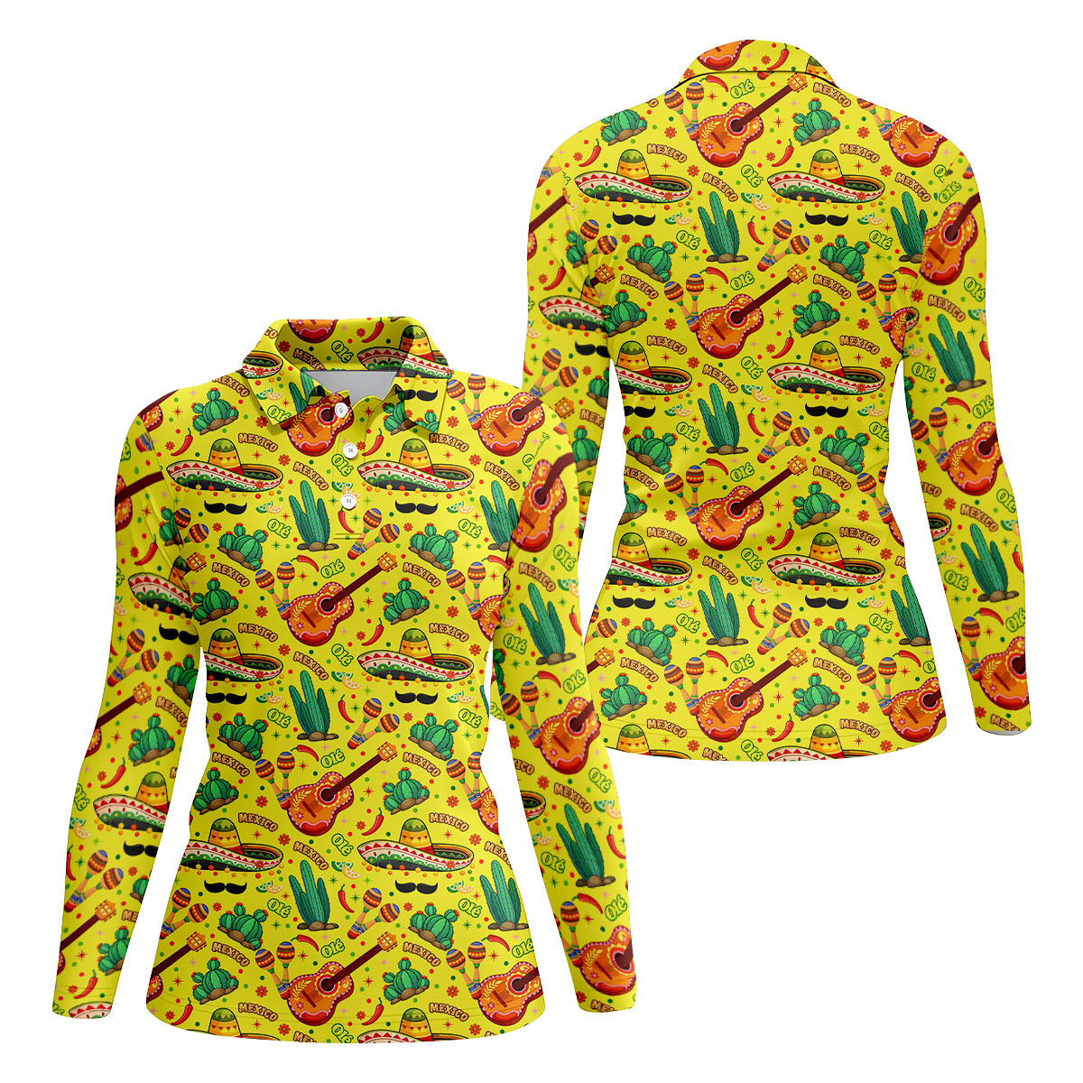 Olé Mexico Mexican Instruments Ladies Golf Tops, Cinco De Mayo Celebration Golf Shirt For Women
