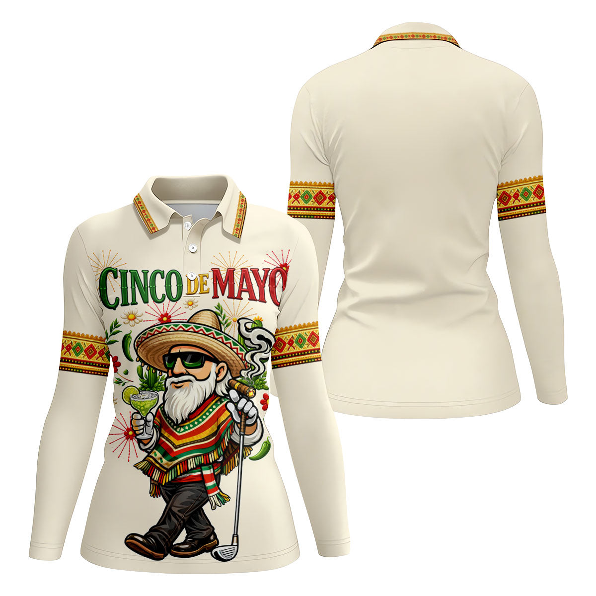 Margarita Man Cinco De Mayo Celebration Beige Golf Shirt, Fiesta Theme Golf Shirt For Women
