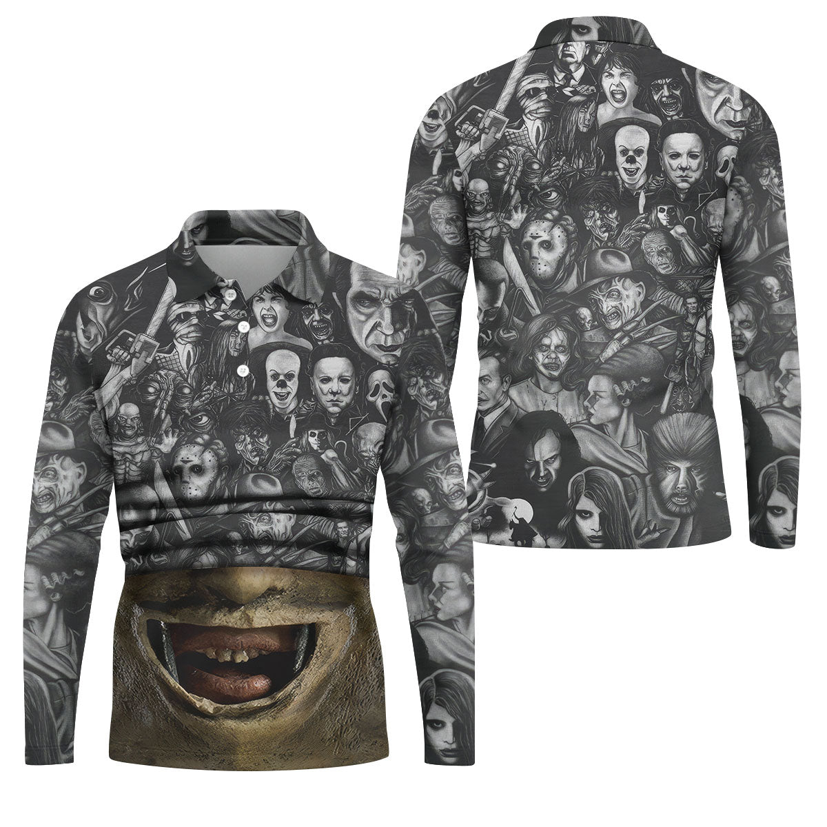 Leather Mask Horror Character Halloween Polo Shirt, Mens Polo Shirts, Golf Apparel For Men