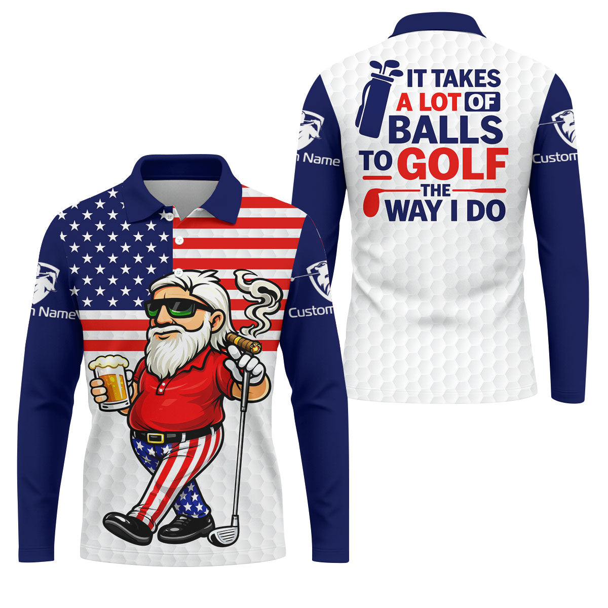 It Takes A Lot Of Ball To Golf The Way I Do Patriotic Man 4th Of July Golf Shirt, 250 Years Polo Shirts For Men