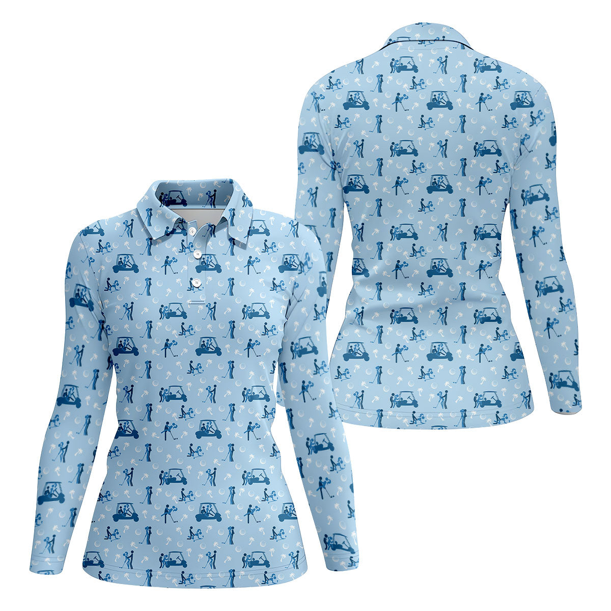 Naughty Couple Stick Figure Blue Funny Golf Shirt, Adult Humor Ladies Golf Polos, Golf Shirt For Women