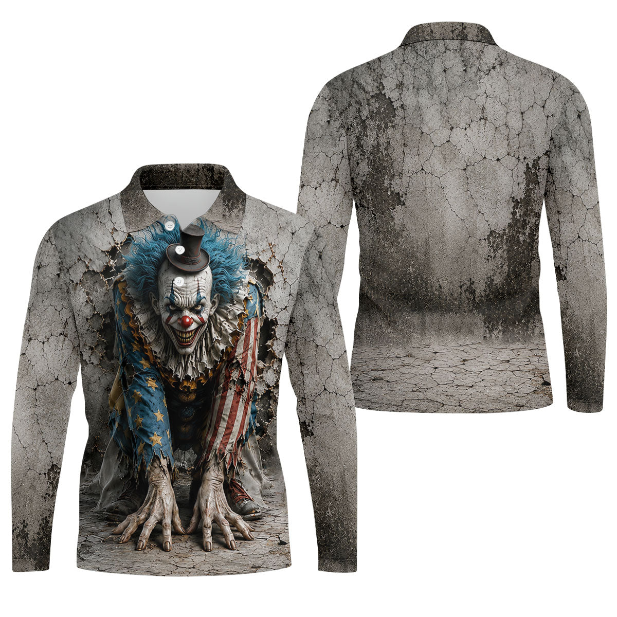 Cracked Wall Horror Character Halloween Shirt, Printed Golf Shirts, Golf Polo Shirts For Men