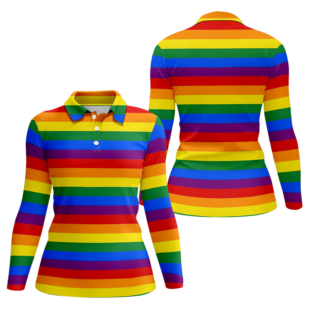 LGBT Rainbow Flag Ladies Golf Tops, Gay Pride Month Celebrate Golf Shirt For Women