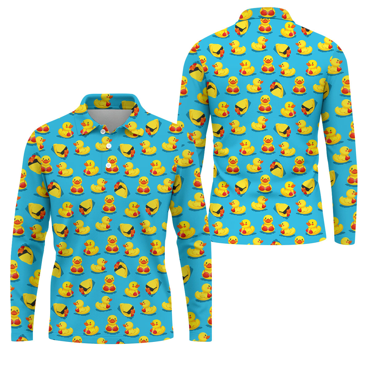 Funny Bikini Rubber Duck Golf Polo Shirt, Hawaiian Golf Shirt, Golf Polo Shirts For Men