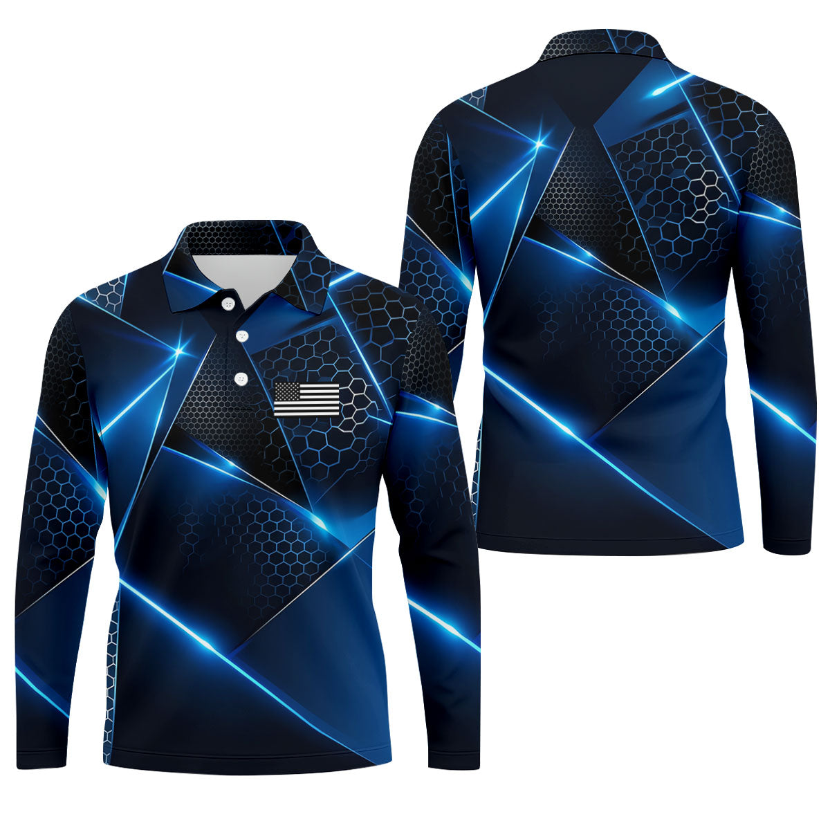 Black And Blue Gradient Patriotic Golf Shirt, 250 Years 4th Of July Golf Shirts For Men