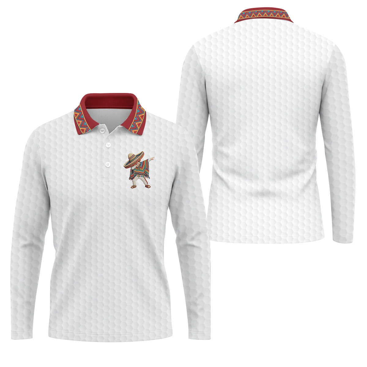 Cinco De Mayo Celebration Golf Ball Pattern White Golf Shirt, Polo Shirts For Men