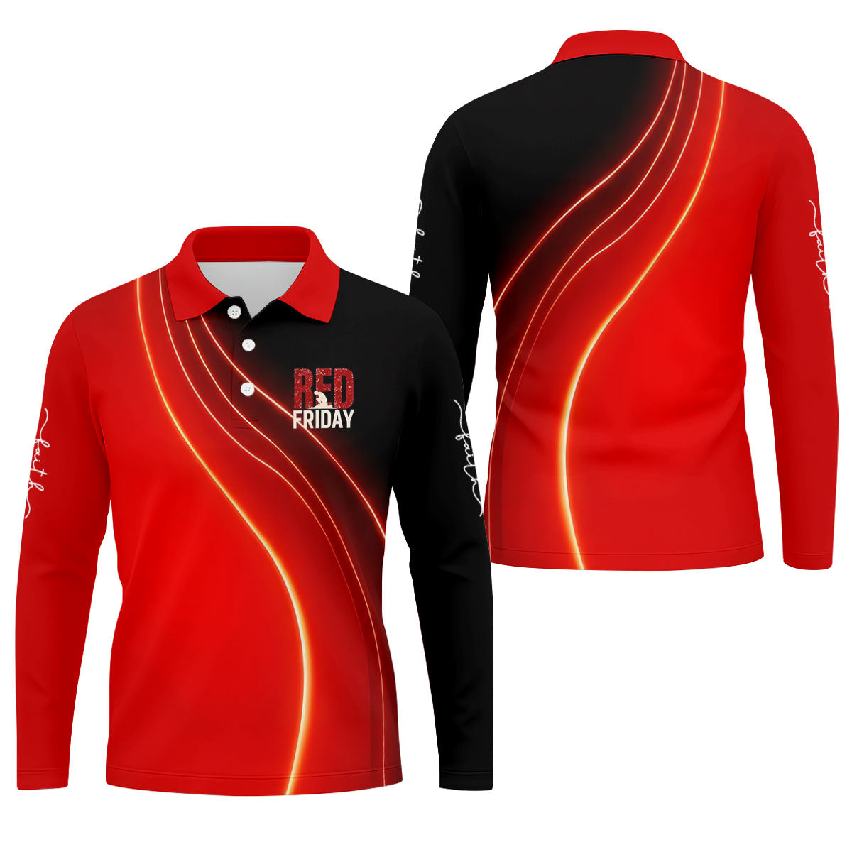 Red Friday Red Black Gradient Faith 4th Of July Golf Shirt, 250 Years Polo Shirts For Men