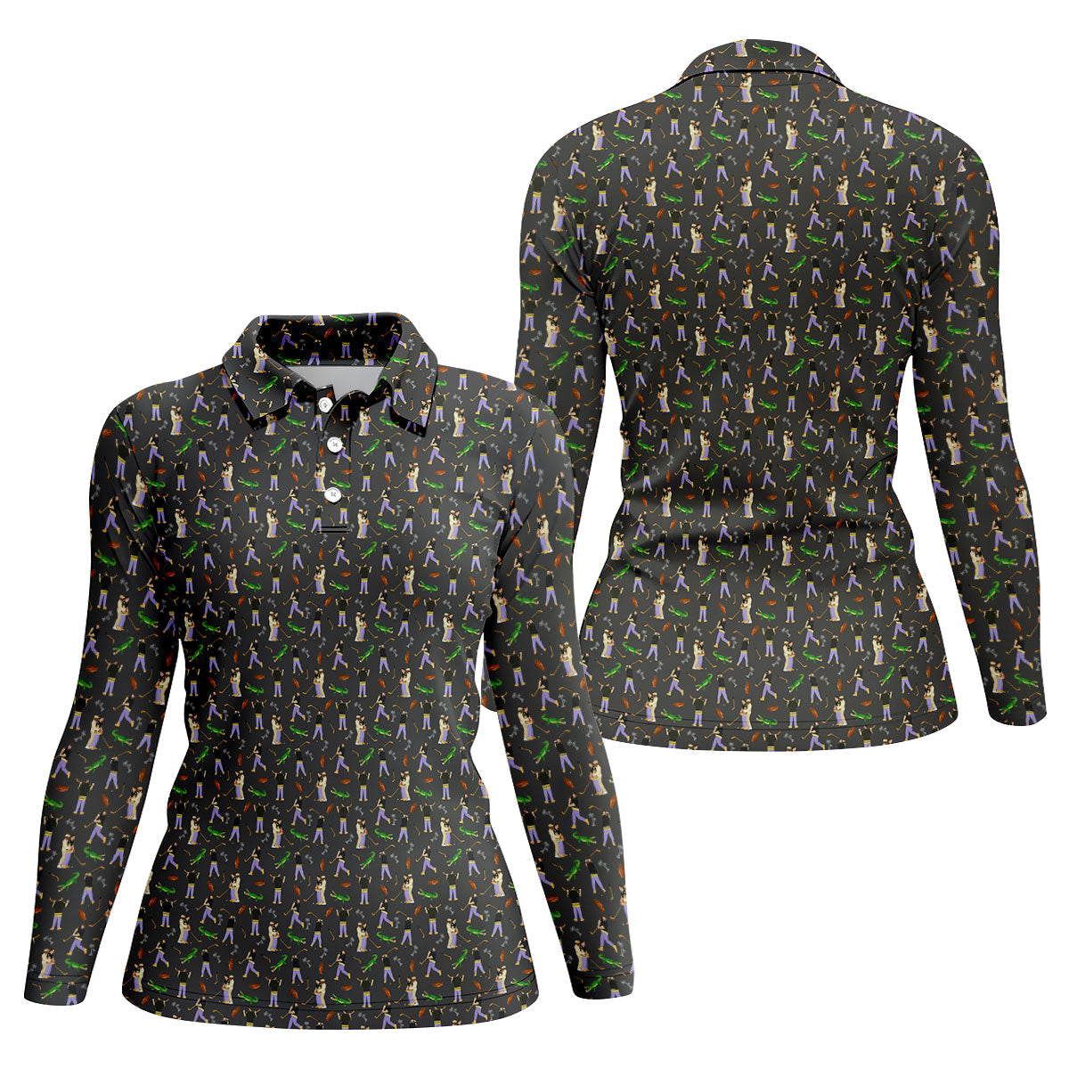 Funny Golf Lesson Alligator Pattern Polo Shirt, Women’s Golf Polo, Golf Shirts For Women