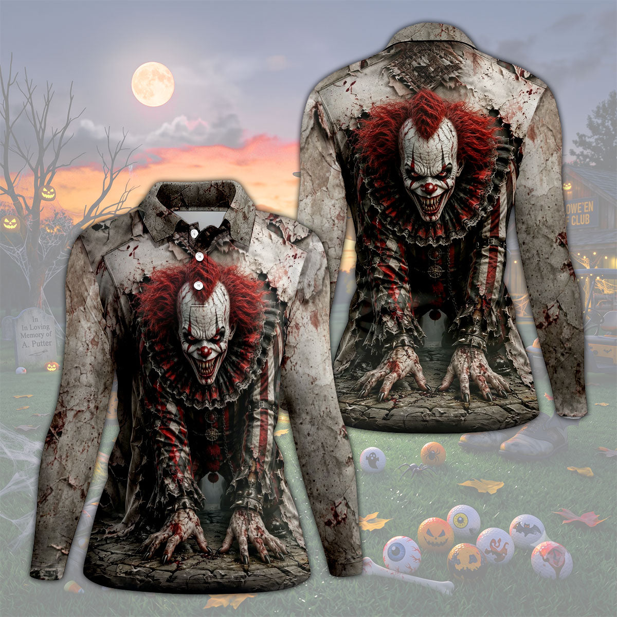 Halloween Horror Character Golf Shirt, Women's Golf Polo, Hawaiian Golf Shirt