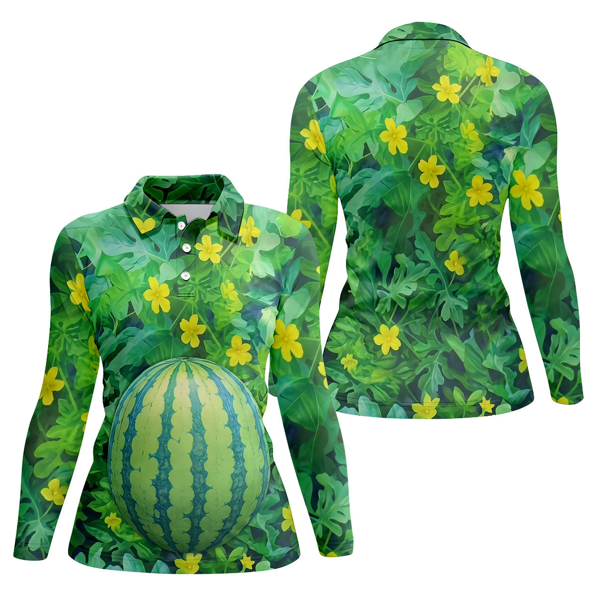 Funny Watermelon Belly Illusion Golf Polo Shirt, Women's Golf Polo, Ladies Golf Shirts