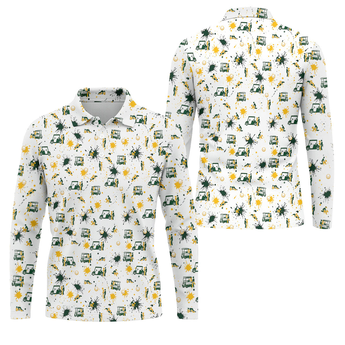 Funny Golf Cart Adult Humor Pattern Polo Shirt, Golf Polo Shirts For Men, Mens Golf Apparel
