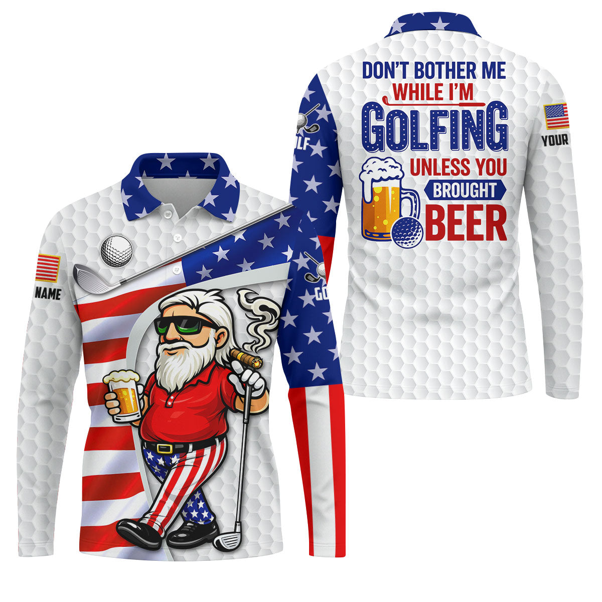 Don't Bother Me While I'm Golfing Golf And Beer 4th Of July Golf Shirt, 250 Years Golf Shirts For Men
