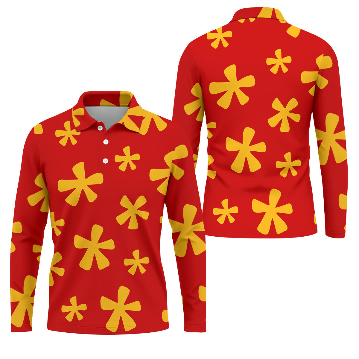 Red Hawaiian Floral Pattern Golf Polo Shirt, Hawaiian Golf Shirt, Golf Polo Shirts For Men