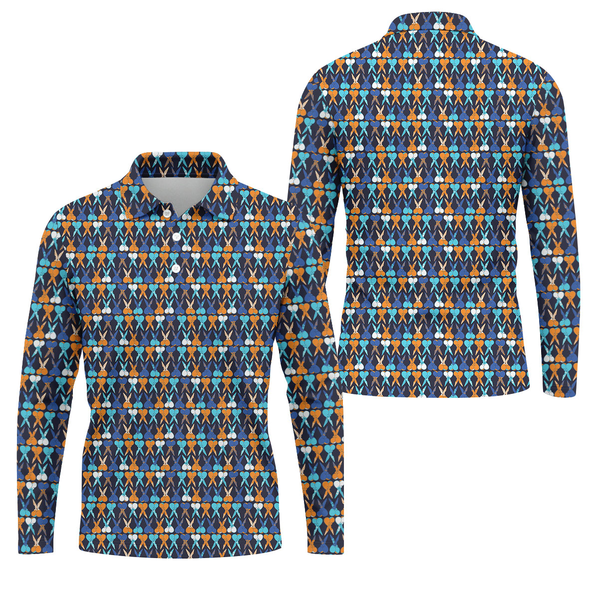 Funny Scissors Pattern Golf Polo Shirt, Golf Polo Shirts For Men, Mens Golf Apparel