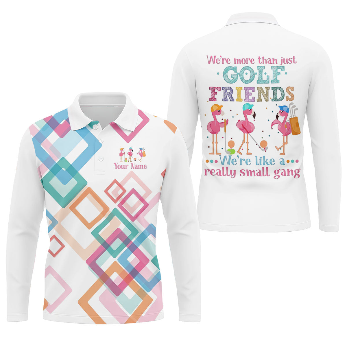 Personalized Flamingo Golf Polo Shirt, Golf Shirts For Men, Mens Golf Polo
