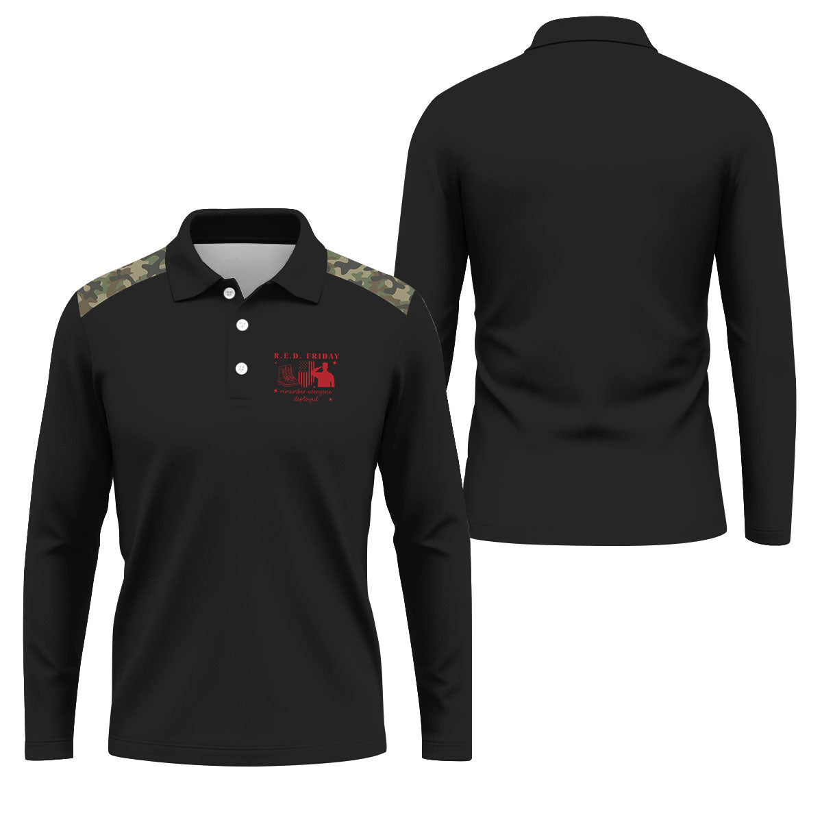 RED Friday Camo Black Patriotic 4th Of July Golf Shirt, 250th Anniversary Golf Shirts For Men