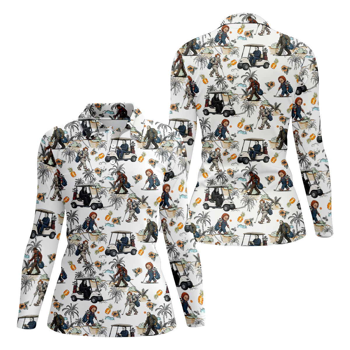 Golfing Horror Character Halloween Golf Shirt, Women's Golf Apparel, Golf Polo For Women