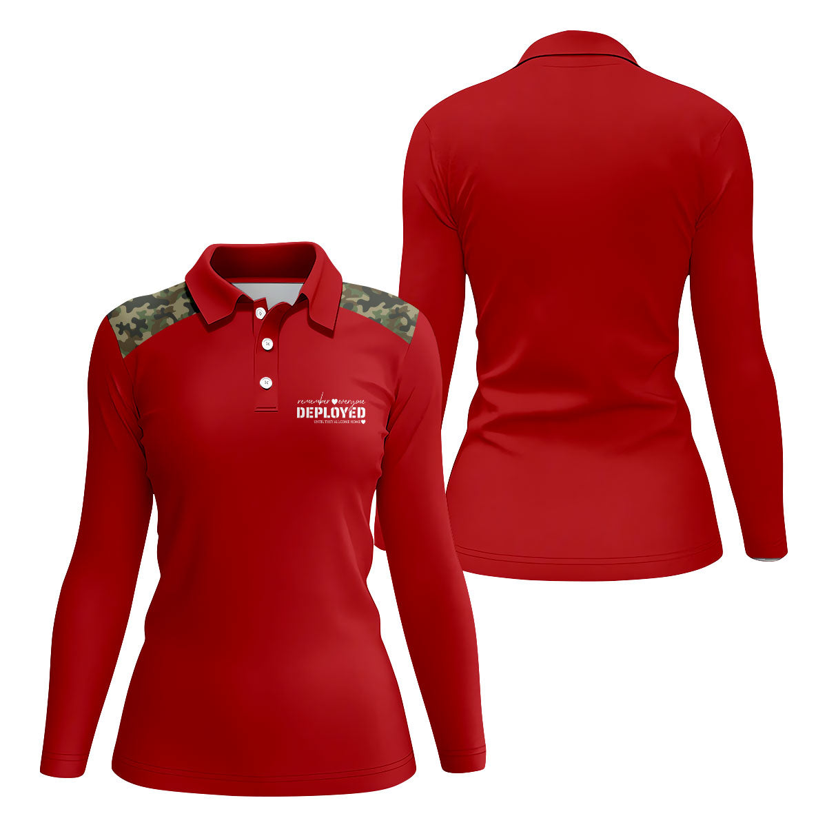 Remember Everyone Deployed Camo Red Patriotic 4th Of July Golf Shirt, 250th Anniversary Golf Shirt For Women