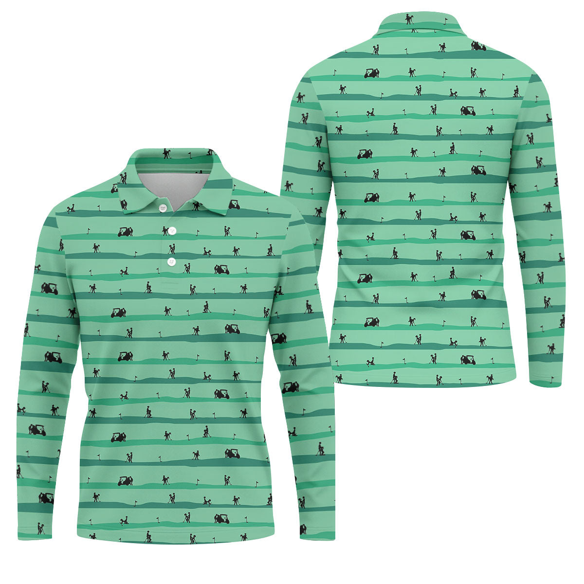 Funny Golf Couple Silhouette Pattern Polo Shirt, Golf Shirts For Men, Mens Golf Apparel