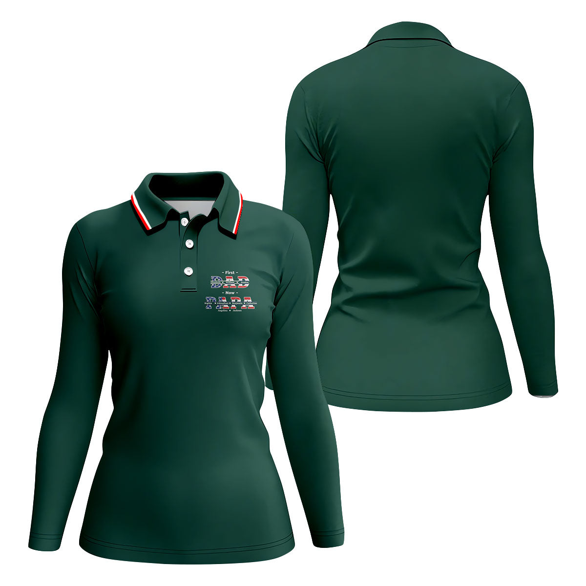 Green First Dad Now Grandpa Golf Polo Shirt, Ladies Golf Shirts, Golf Tops For Women
