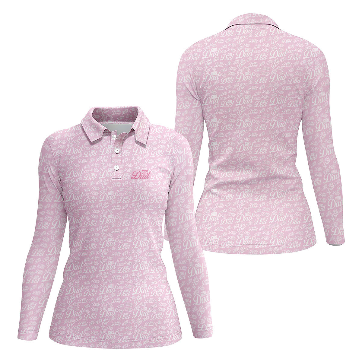 Pink Girl Dad All Over Print Golf Polo Shirt, Ladies Golf Tops, Performance Golf Shirt