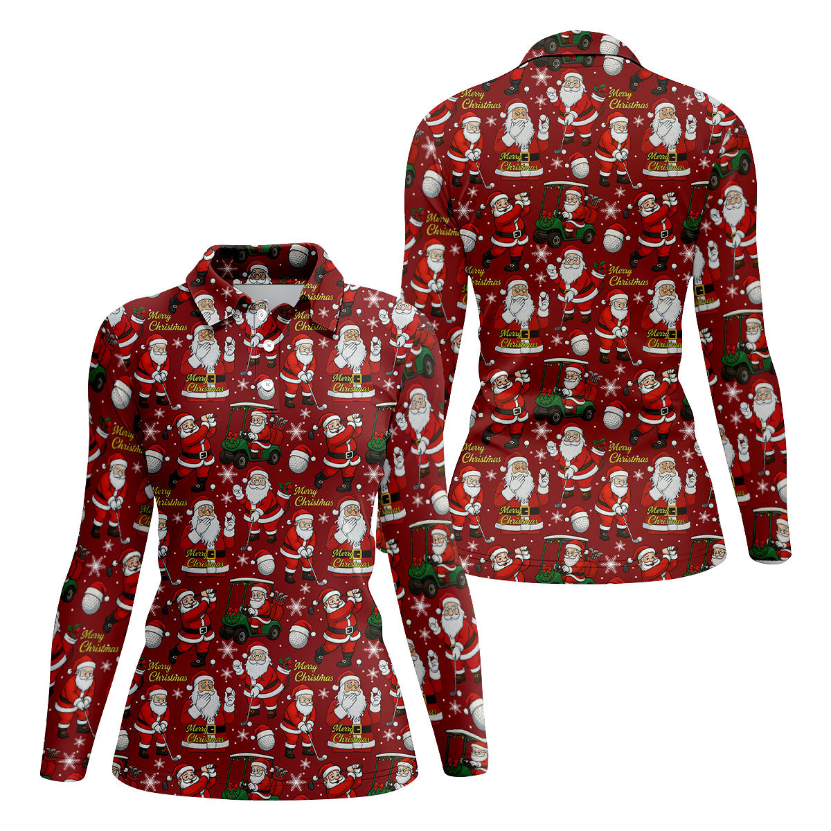 Funny Christmas Golf Polo Shirts, Christmas Golf Shirt, Women's Golf Tops, Ladies Golf Shirts