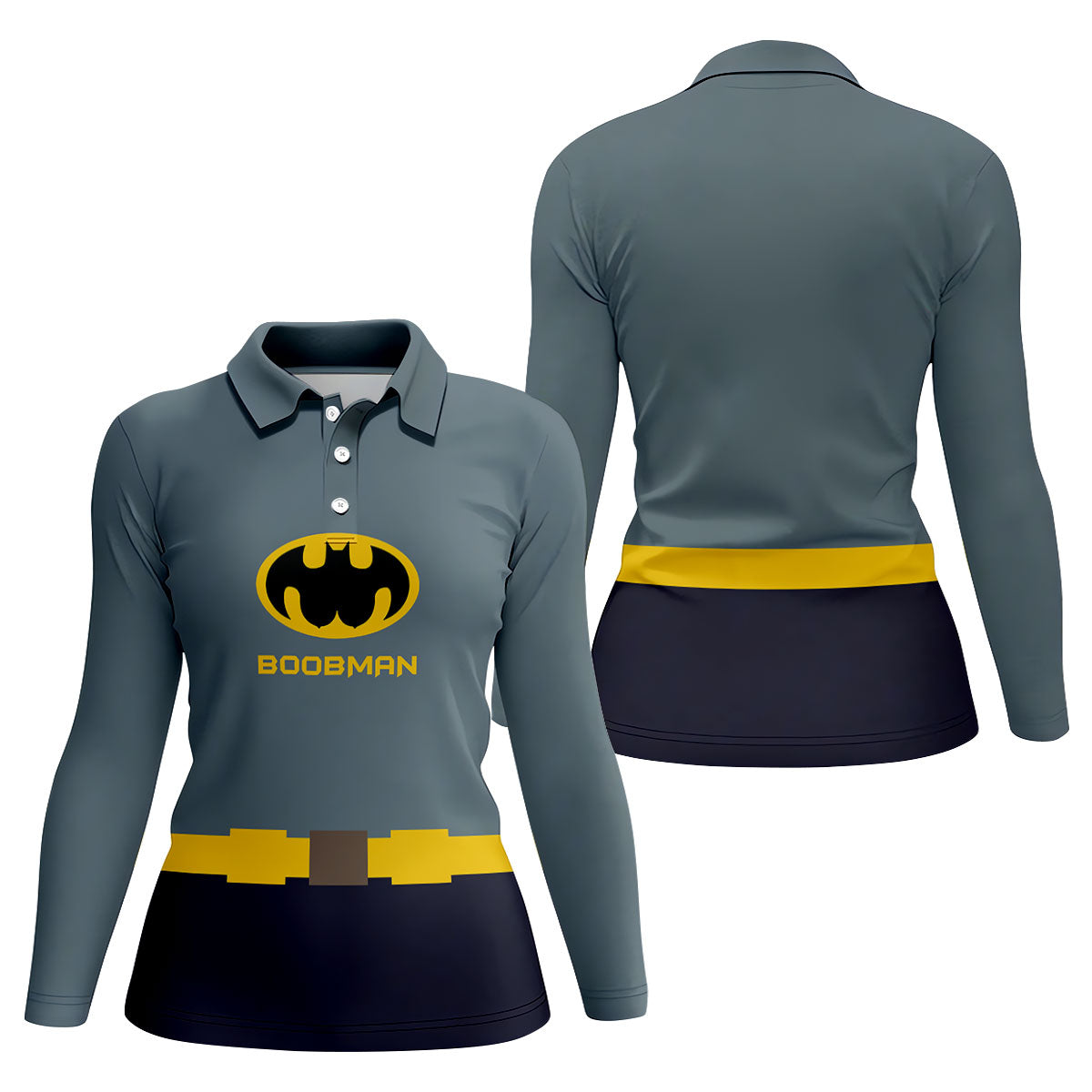 Boobman Comic Hero Logo Sleeveless Golf Shirt, Women's Golf Shirt, Golf Polo For Women, Funny Golf Shirt