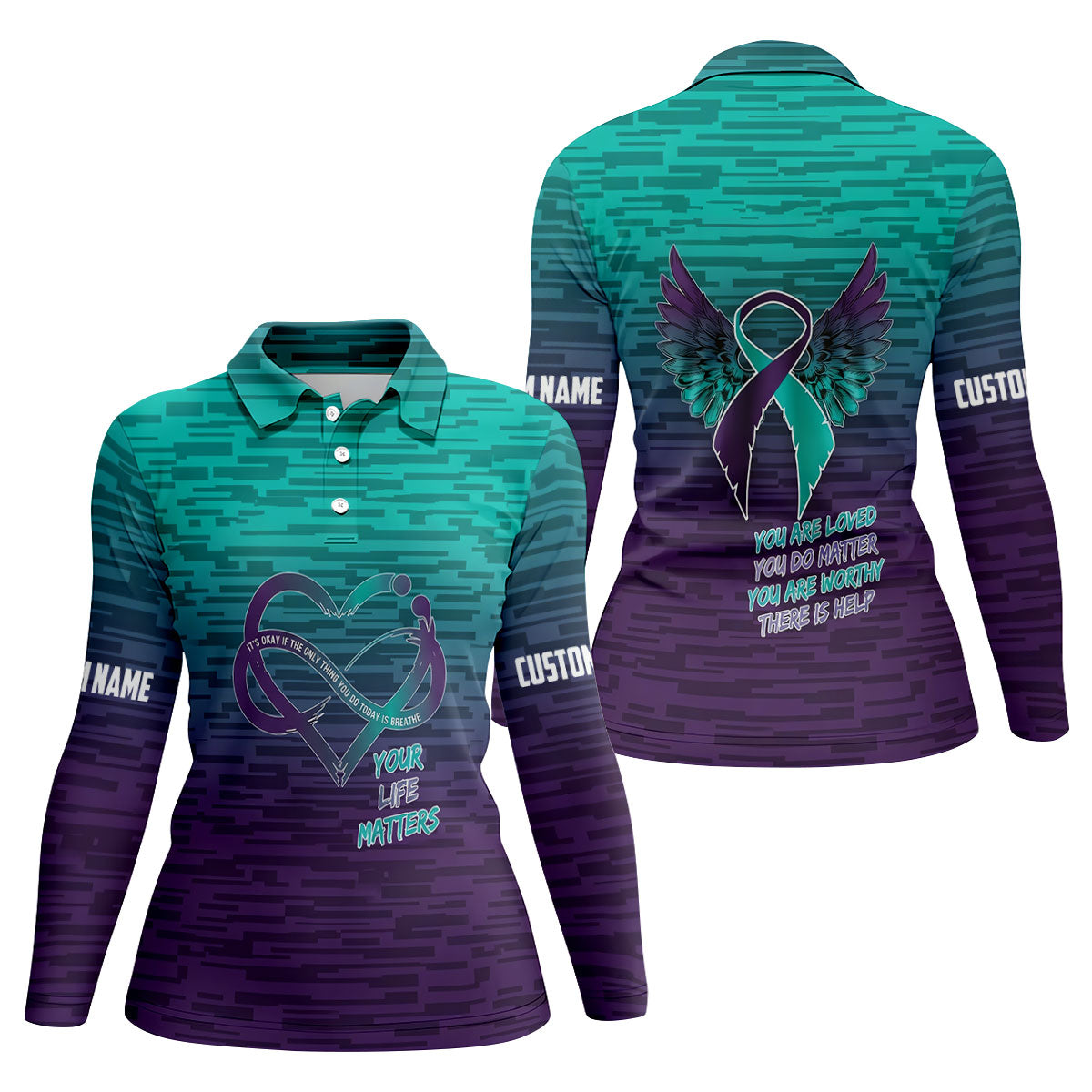 Suicide Prevention Ribbon Wings Golf Polo Shirt, Women’s Golf Polo, Golf Shirts For Women