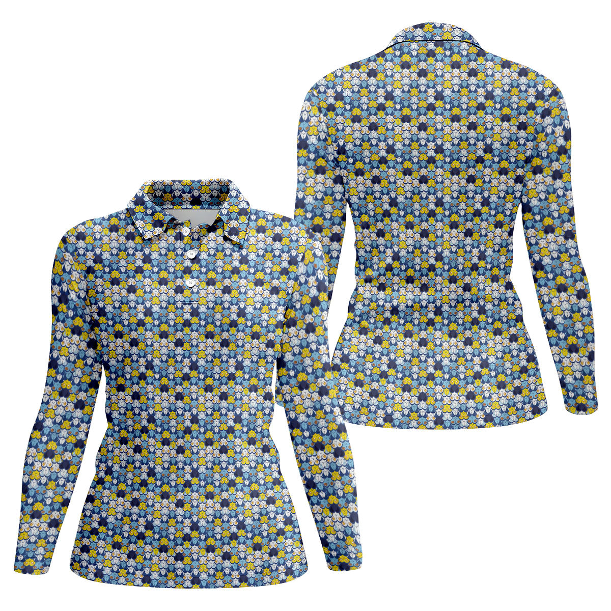 Funny Beer Pretzel Cleavage Pattern Golf Polo Shirt, Womens Golf Tops, Ladies Golf Top