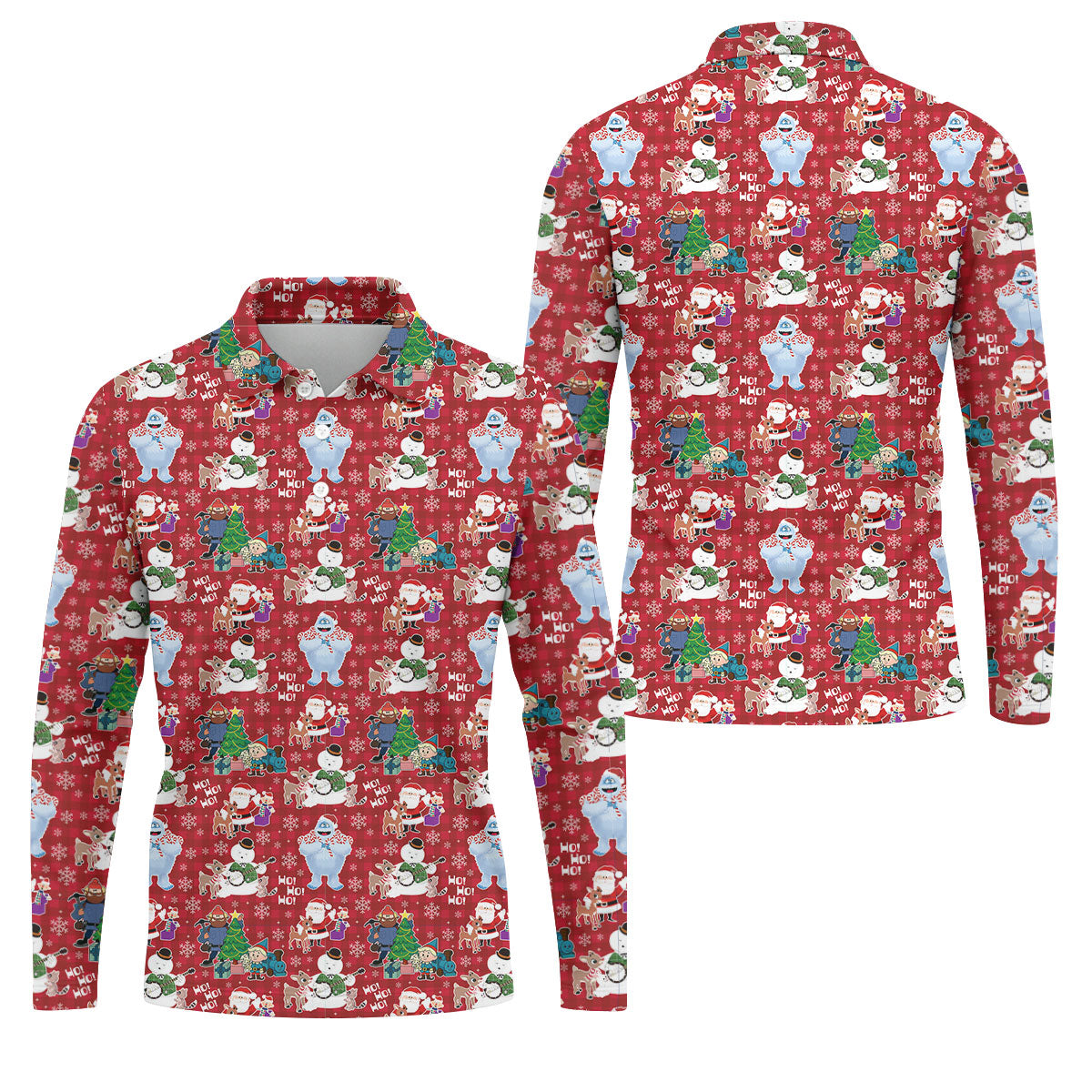 Ho Ho Ho Santa Snowman Men's Golf Polo Shirts, Christmas Golf Shirt, Polo Shirts For Men