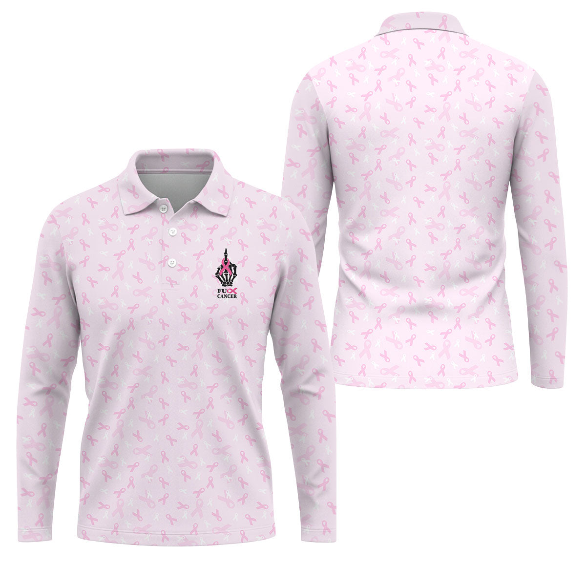 Fuck Cancer Skeleton Hand Breast Cancer Polo, Mens Golf Apparel, Polo Shirts For Men