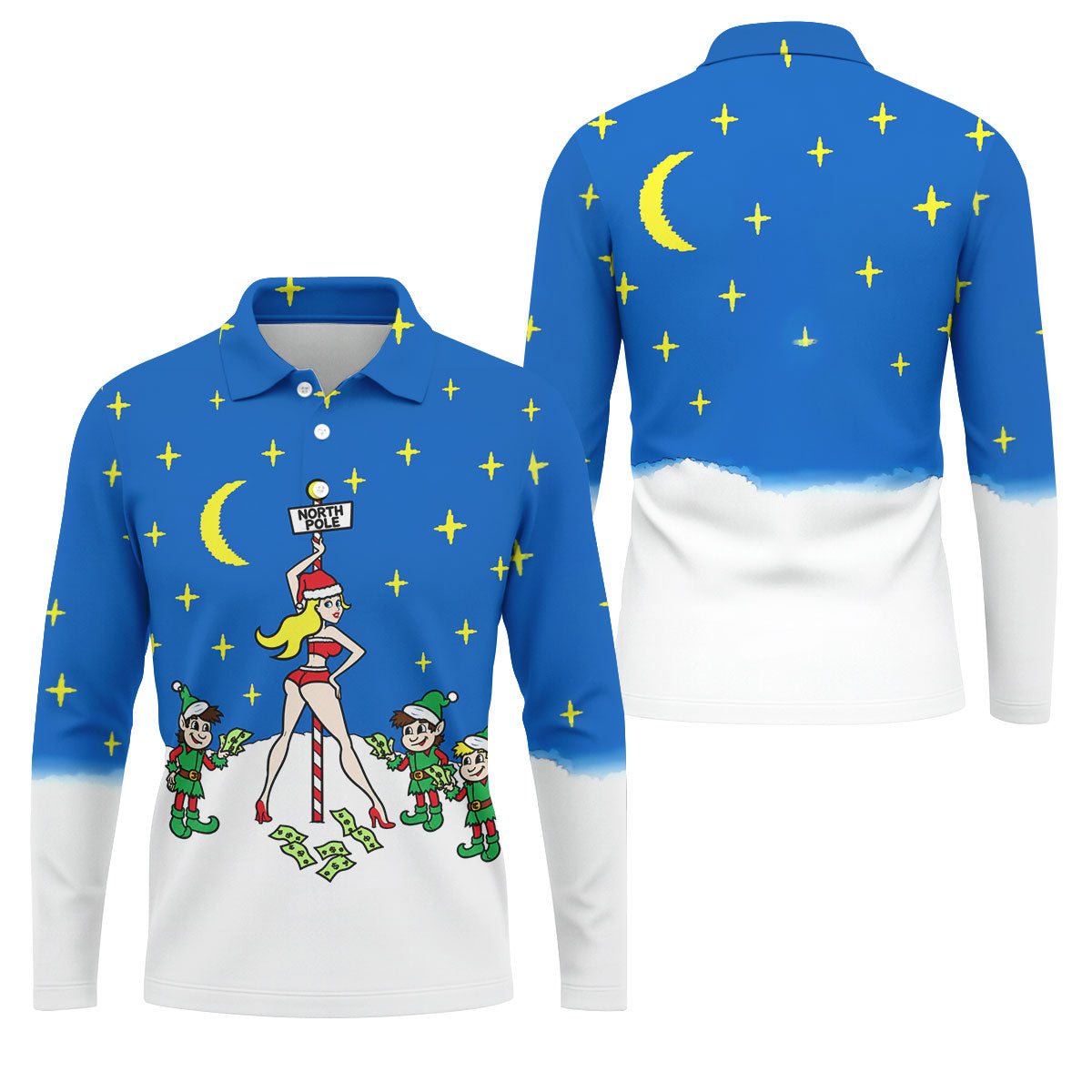 Funny North Pole Christmas Pin Up Polo Shirt, Mens Golf Polo, Polo Shirts For Men