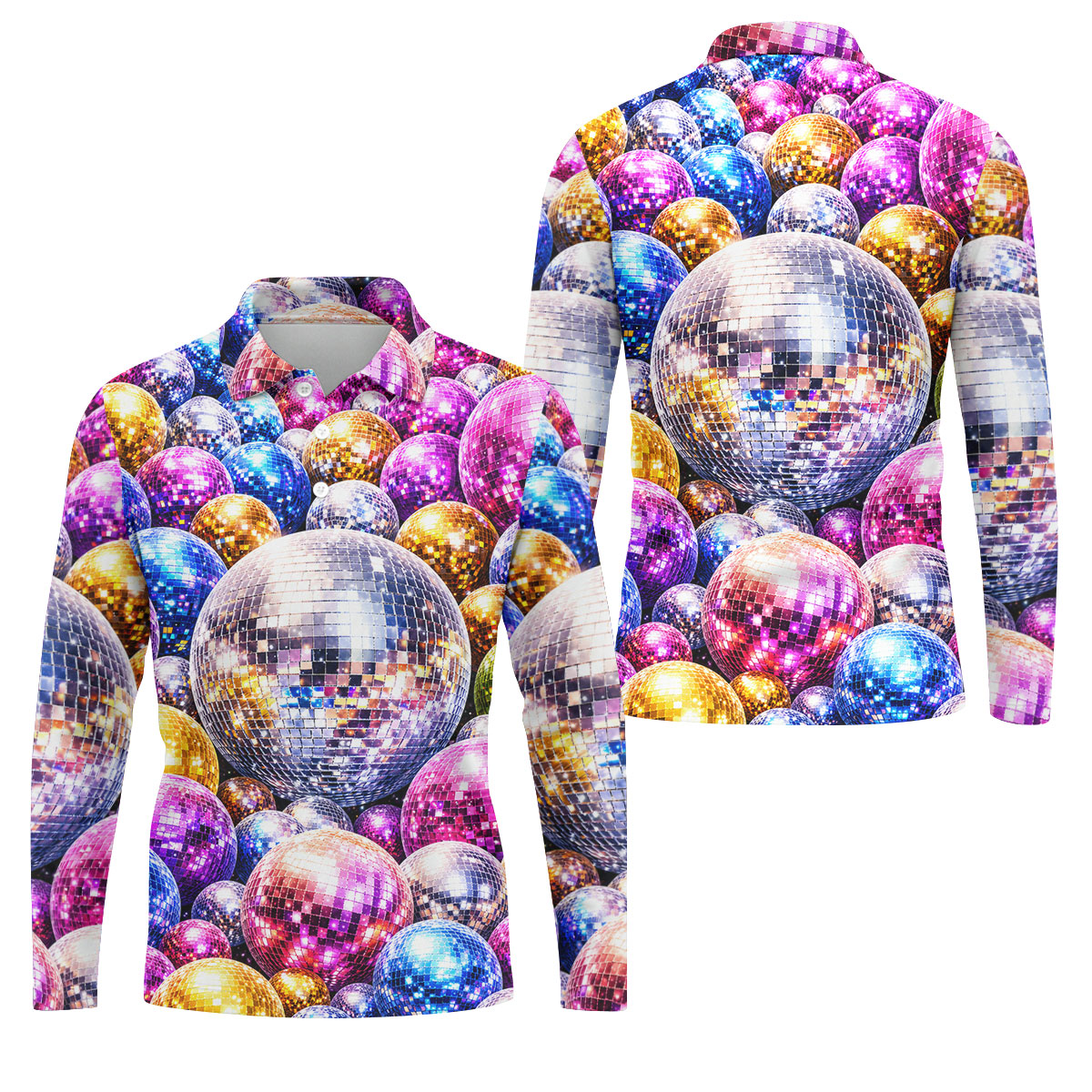 Colorful Disco Ball Party Pattern Polo Shirt, Mens Golf Polo, Golf Polo Shirts For Men