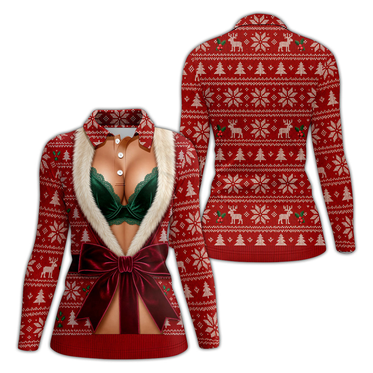 Funny Festive Christmas Costume Polo Shirt, Women’s Golf Polo, Golf Tops For Women