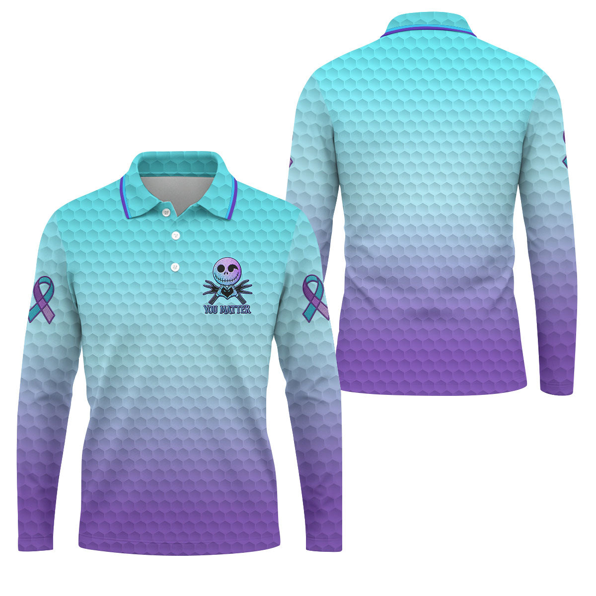 You Matter Suicide Prevention Skeleton Pocket Logo Polo Shirts For Men, Mens Golf Polo