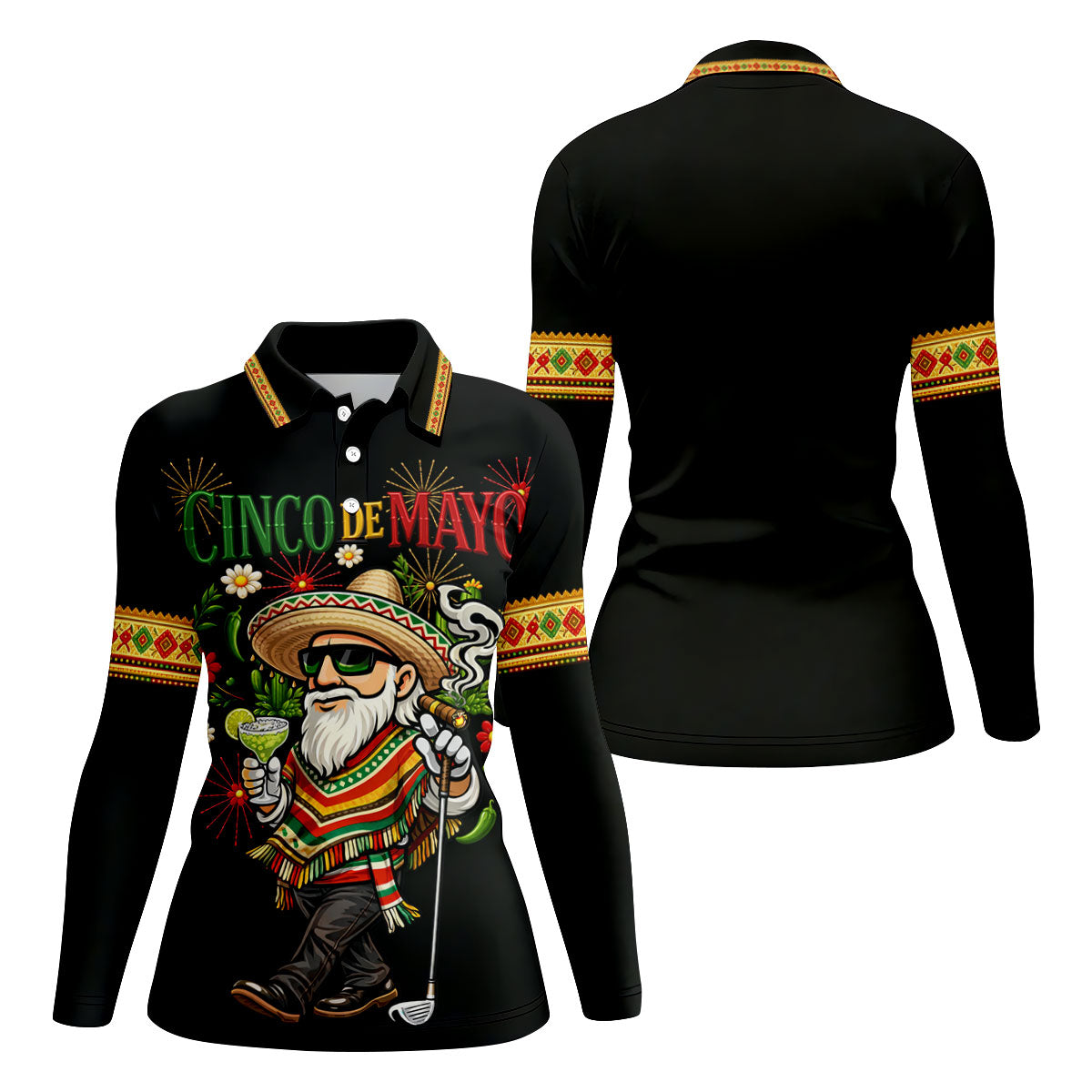 Margarita Man Cinco De Mayo Celebration Black Golf Shirt, Fiesta Theme Golf Shirt For Women