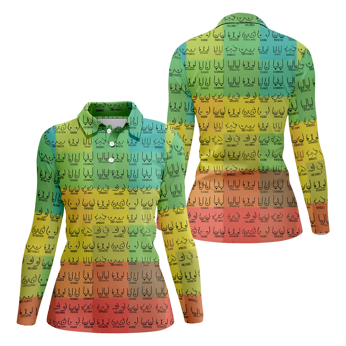 Watermelons Funny Boob Pattern Golf Polo Shirt, Women's Golf Tops, Printed Golf Shirt