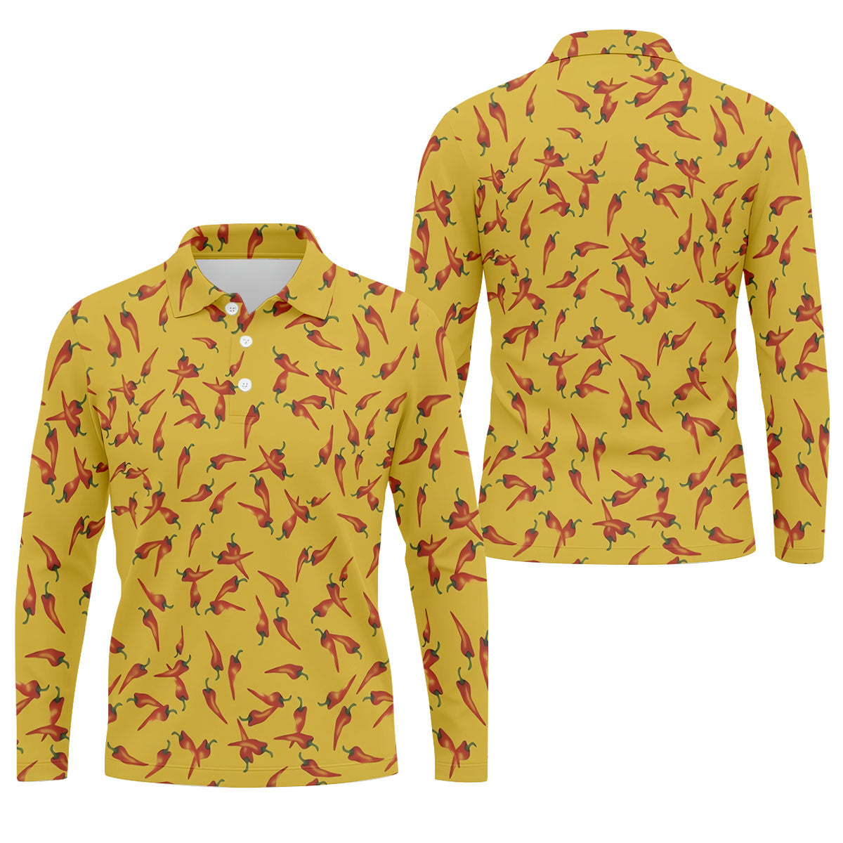 Red Chilli Yellow Hawaiian Golf Shirt, Summer Vibe Golf Shirts For Men, Polo Shirts For Men