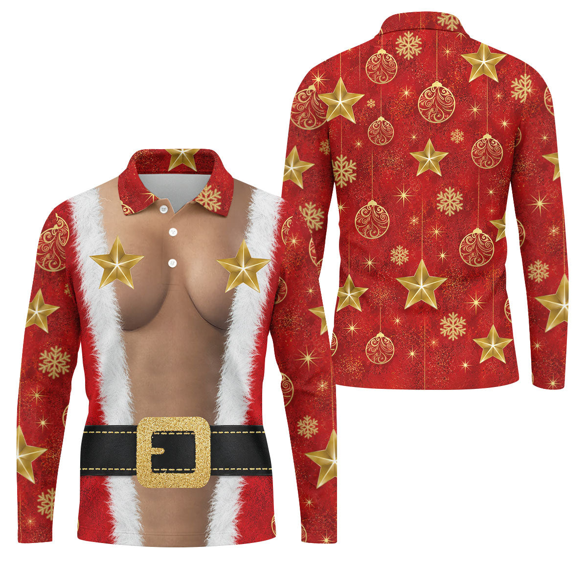 Christmas Santa Suit Gold Star Polo Shirt, Mens Golf Polo, Golf Shirts For Men