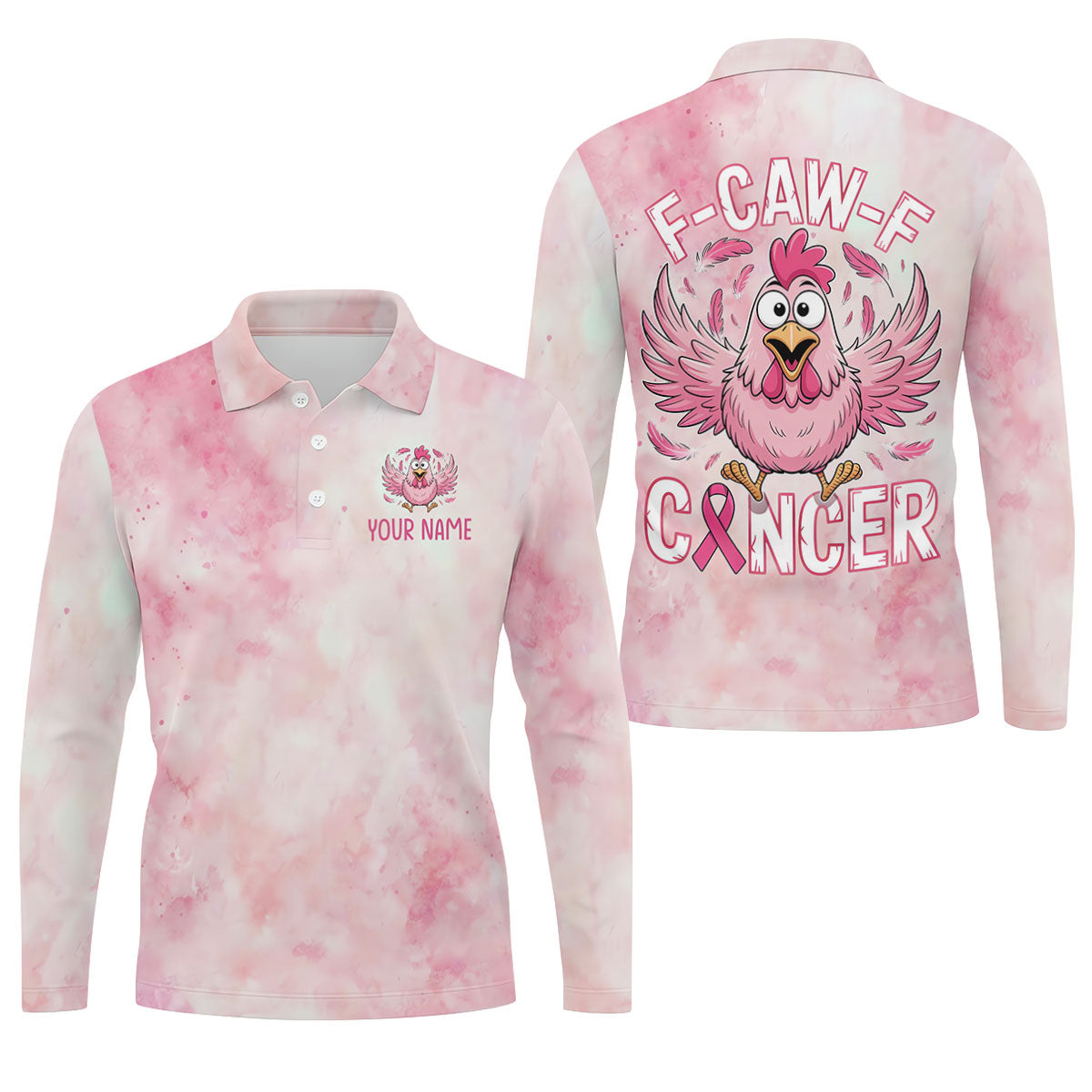 Custom F Caw F Breast Cancer Polo Shirt, Mens Golf Polo, Golf Apparel For Men