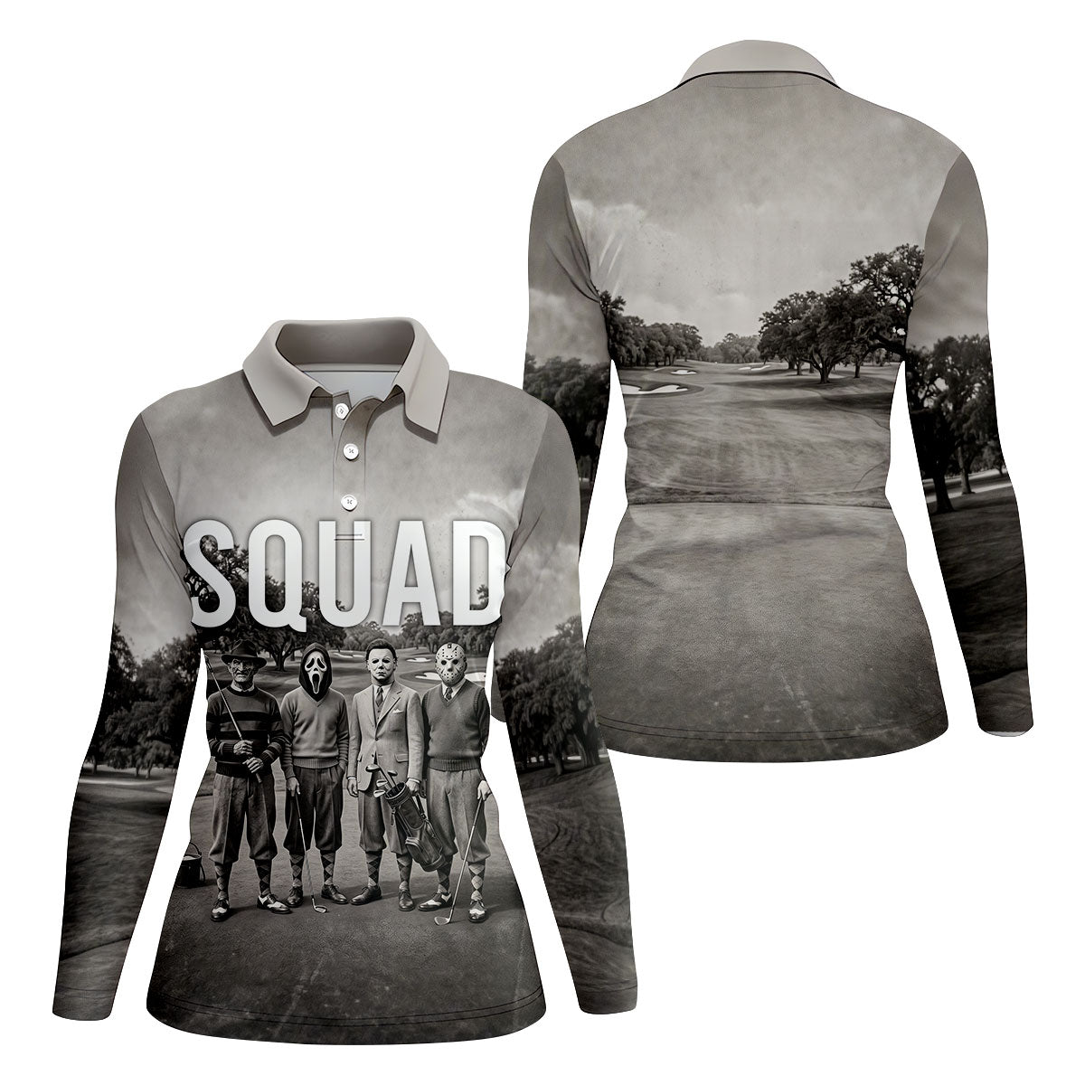 Horror Golfer Squad Halloween Golf Polo Shirt, Women’s Golf Polo, Ladies Golf Shirts