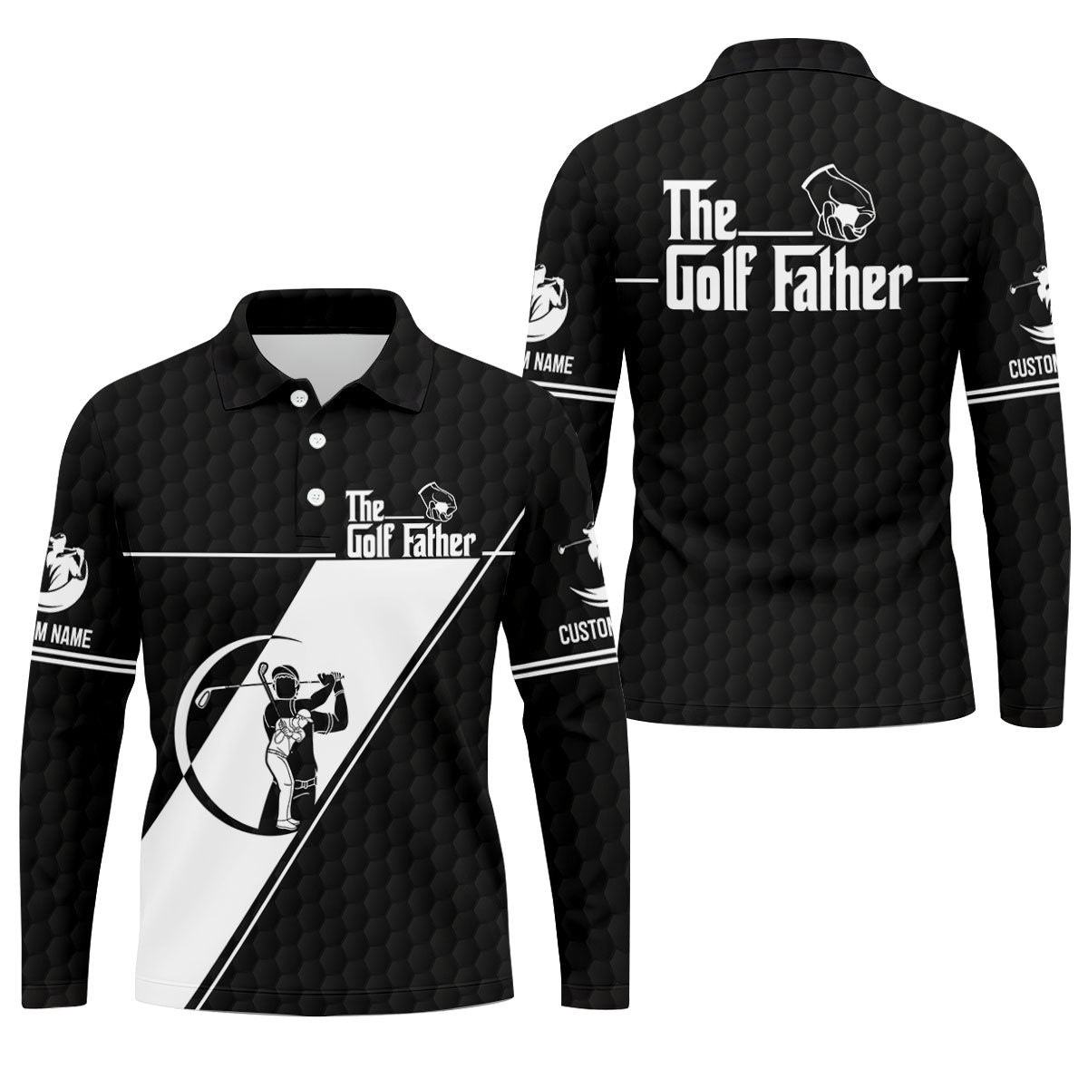 The Golf Father Golf Ball Pattern Father's Day Golf Shirt, Golf Gift For Dad, Polo Shirts For Men
