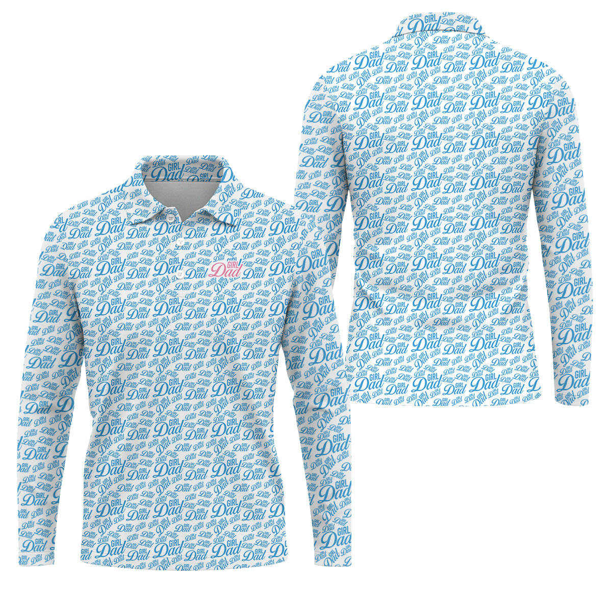 Blue Girl Dad All Over Print Golf Polo Shirt, Printed Golf Shirts, Golf Apparel For Men