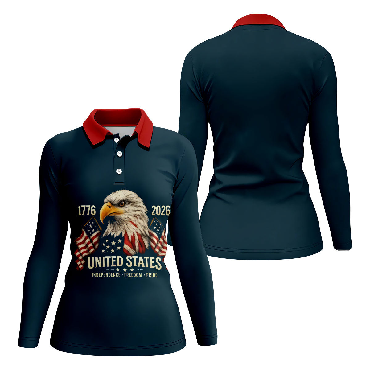 America Flag 250th 1776-2026 4th Of July Golf Shirt, Patriotic Golf Shirt, Golf Shirts For Women