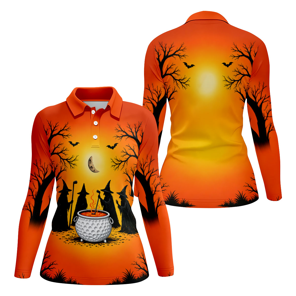 Witch Cauldron Halloween Golf Polo Shirt, Women's Halloween Shirt, Women's Golf Polo